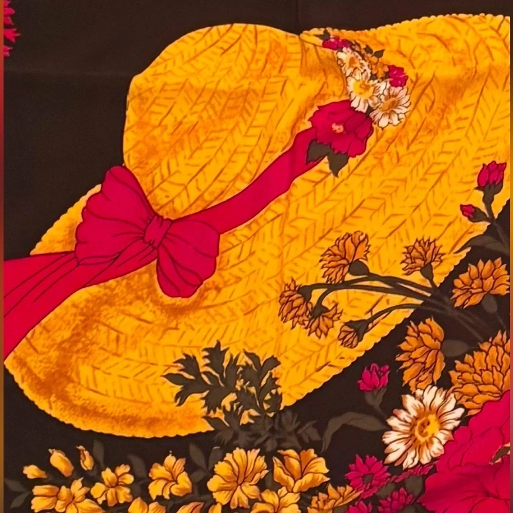 Gucci vintage Women's Floral Silk Scarf - Black, Red, Yellow